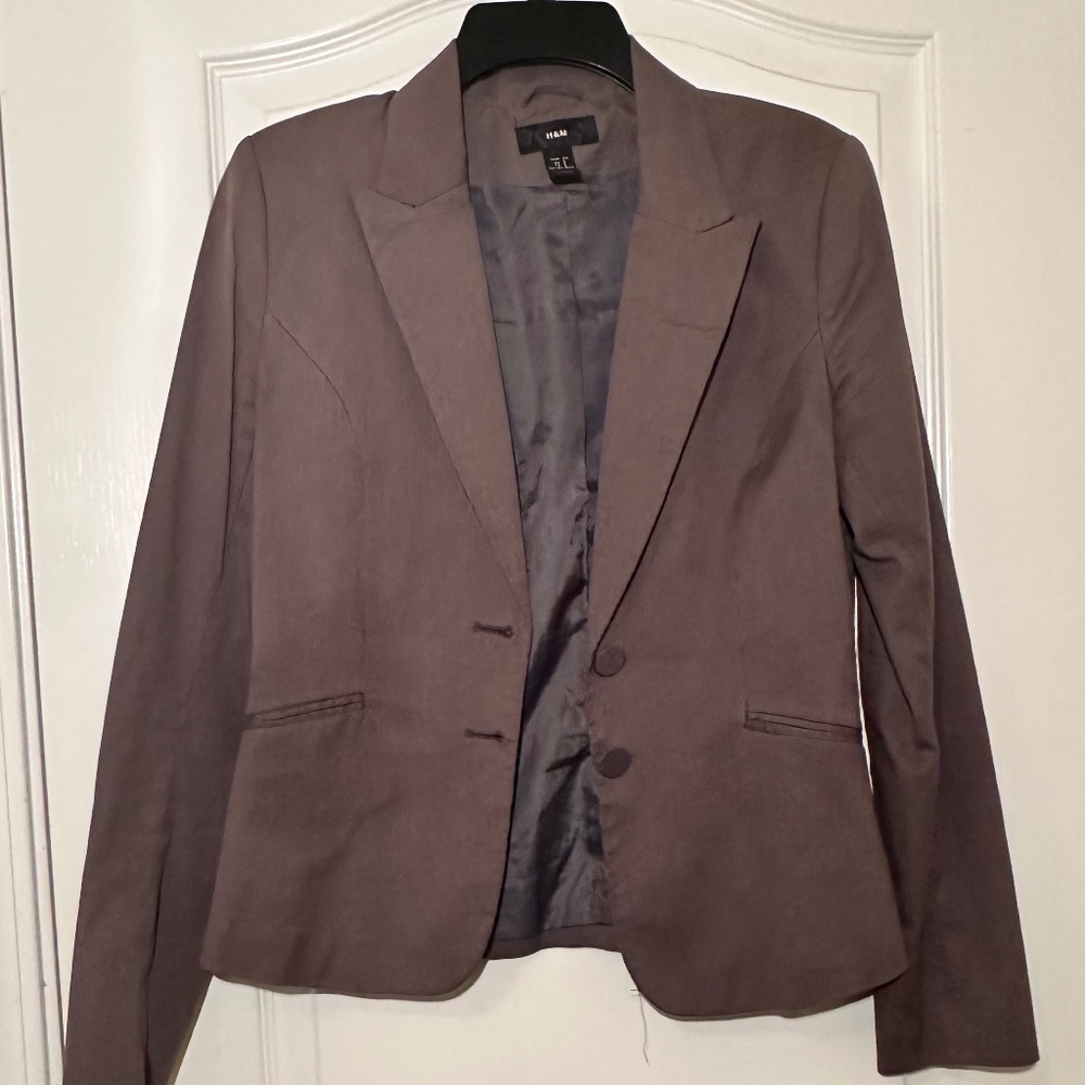 H&M Grey Cotton Blazer Jacket - Size 6